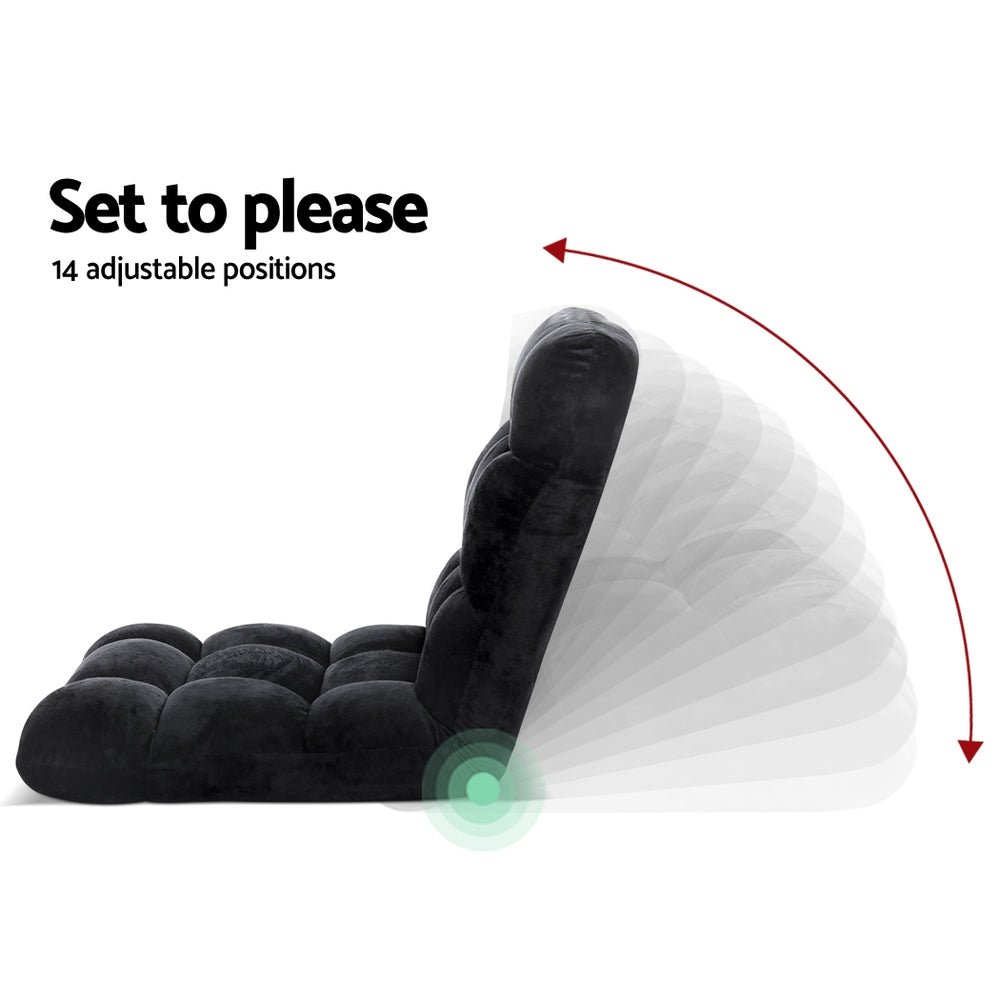 Artiss Lounge Sofa Floor Recliner Futon Chaise Folding Couch Black-Furniture > Living Room - Peroz Australia - Image - 6