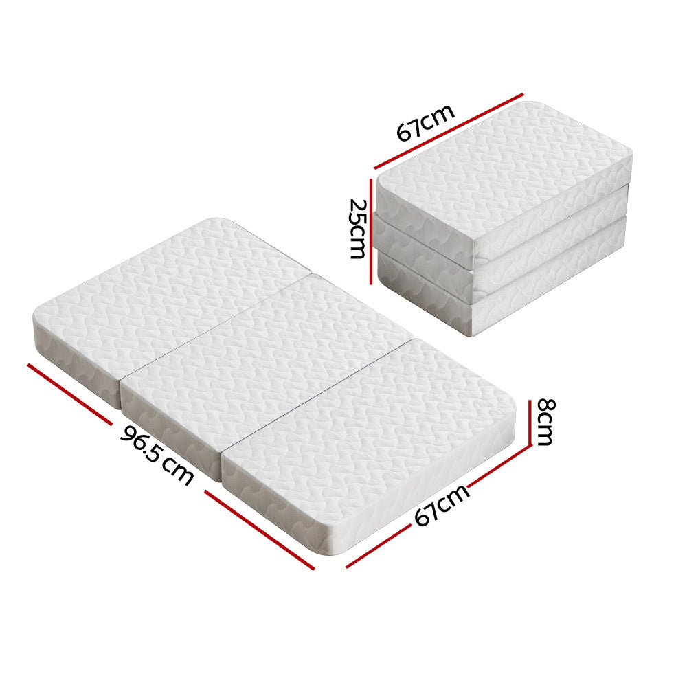 Giselle Bedding Foldable Mattress Folding Foam Cot Bed White-Furniture > Mattresses-PEROZ Accessories