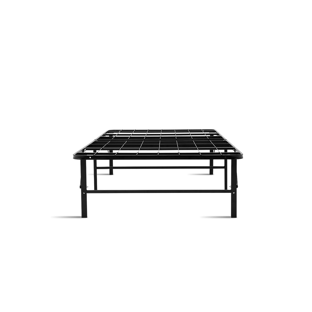 Artiss Folding Bed Frame Single Metal Bed Base Portable Black-Furniture > Bedroom - Peroz Australia - Image - 3