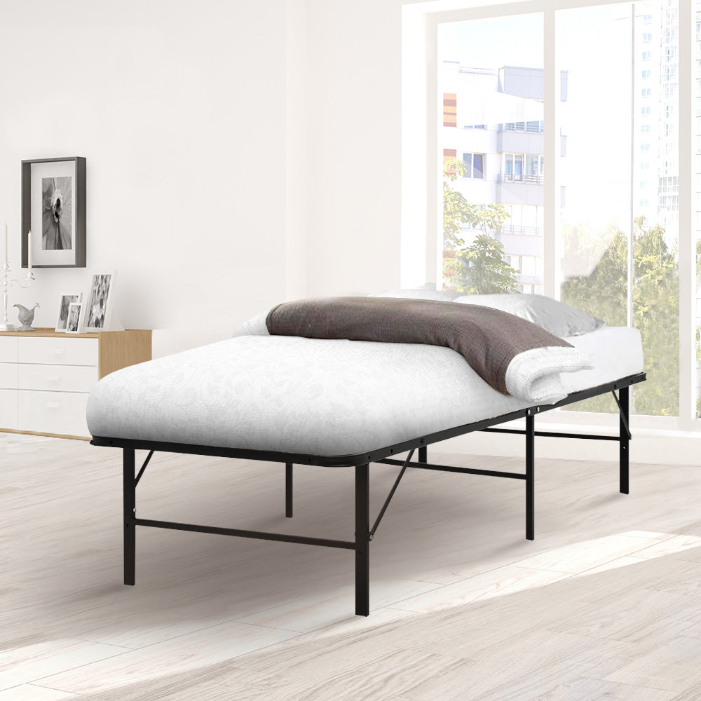 Artiss Folding Bed Frame Single Metal Bed Base Portable Black-Furniture > Bedroom - Peroz Australia - Image - 7