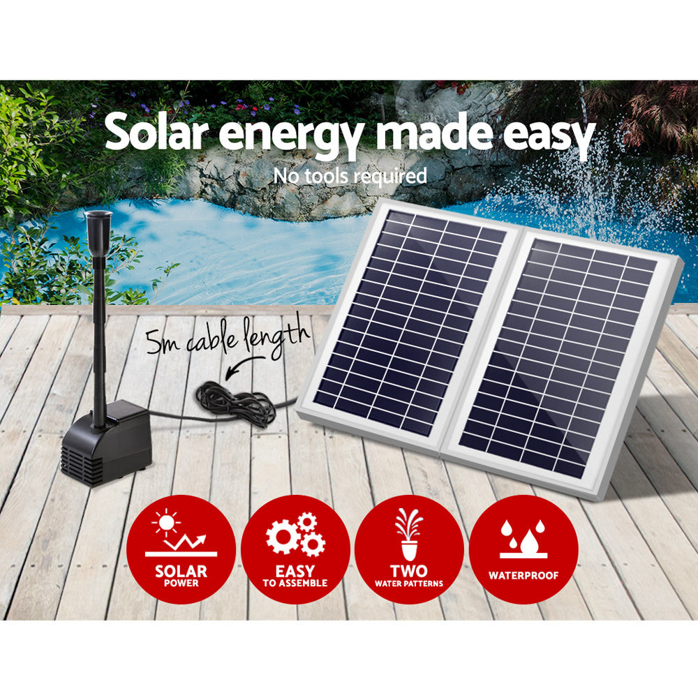 Gardeon Solar Pond Pump with 2 Panels 7.2FT-Home & Garden > Fountains-PEROZ Accessories