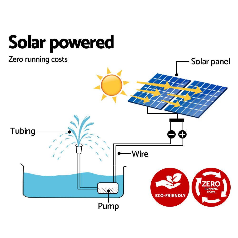 Gardeon Solar Pond Pump with 2 Panels 7.2FT-Home & Garden > Fountains-PEROZ Accessories