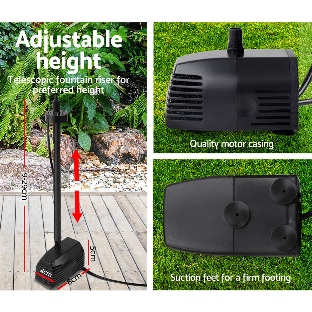 Gardeon Solar Pond Pump with Battery Kit LED Lights 4FT-Home & Garden > Fountains-PEROZ Accessories