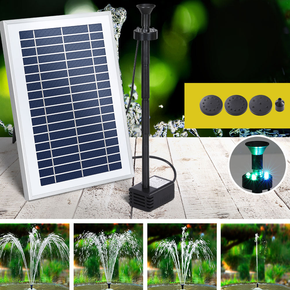 Gardeon Solar Pond Pump with Battery LED Lights 4.4FT-Home & Garden > Fountains-PEROZ Accessories