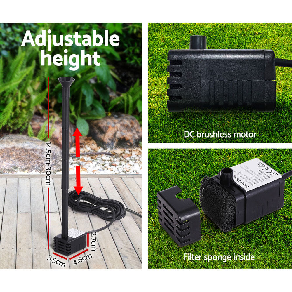 Gardeon Solar Pond Pump Submersible Powered Garden Pool Water Fountain Kit 2.6FT-Home & Garden > Fountains-PEROZ Accessories