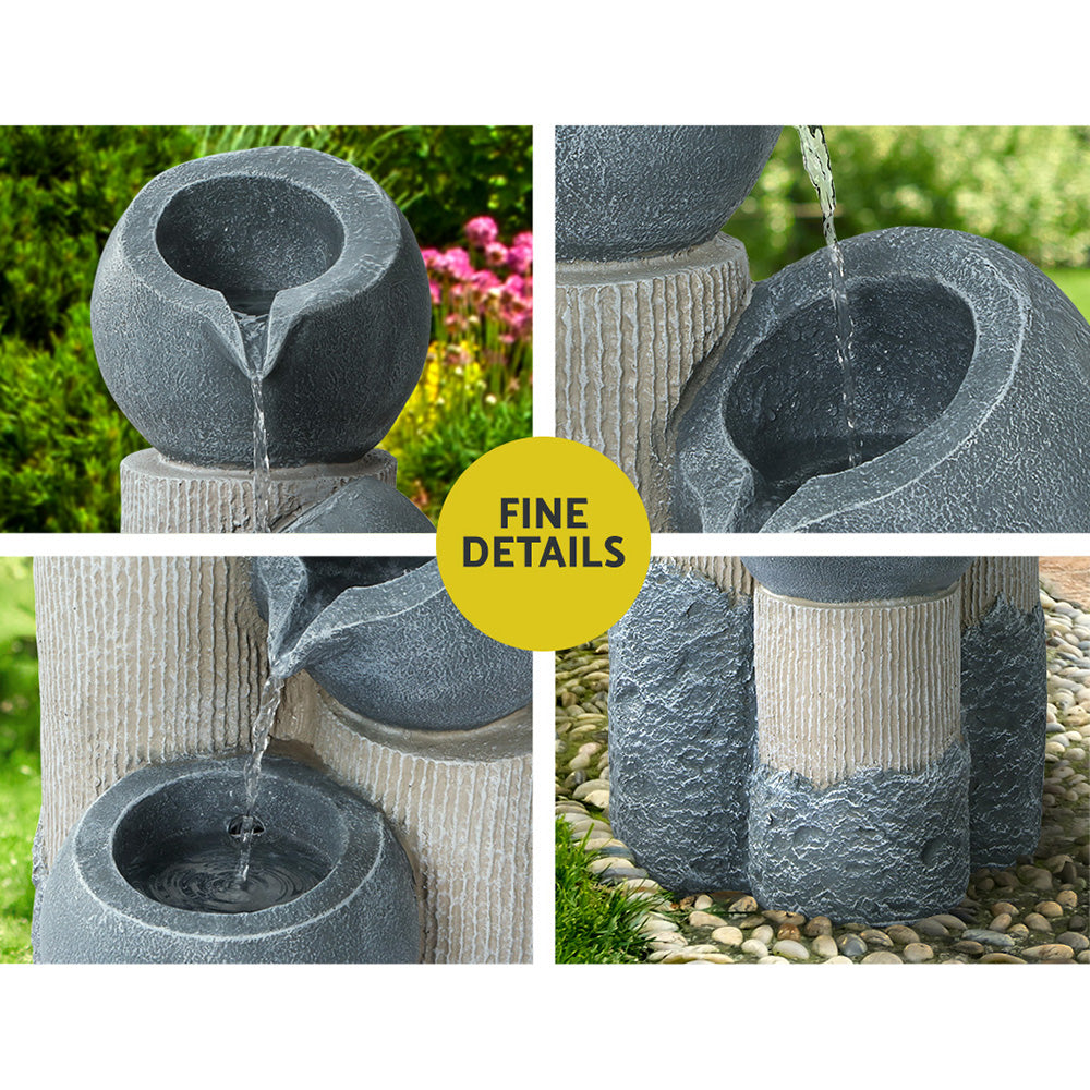 Gardeon Solar Water Fountain Features Outdoor 3 Tiered LED Lights Bird Bath-Home & Garden > Fountains-PEROZ Accessories
