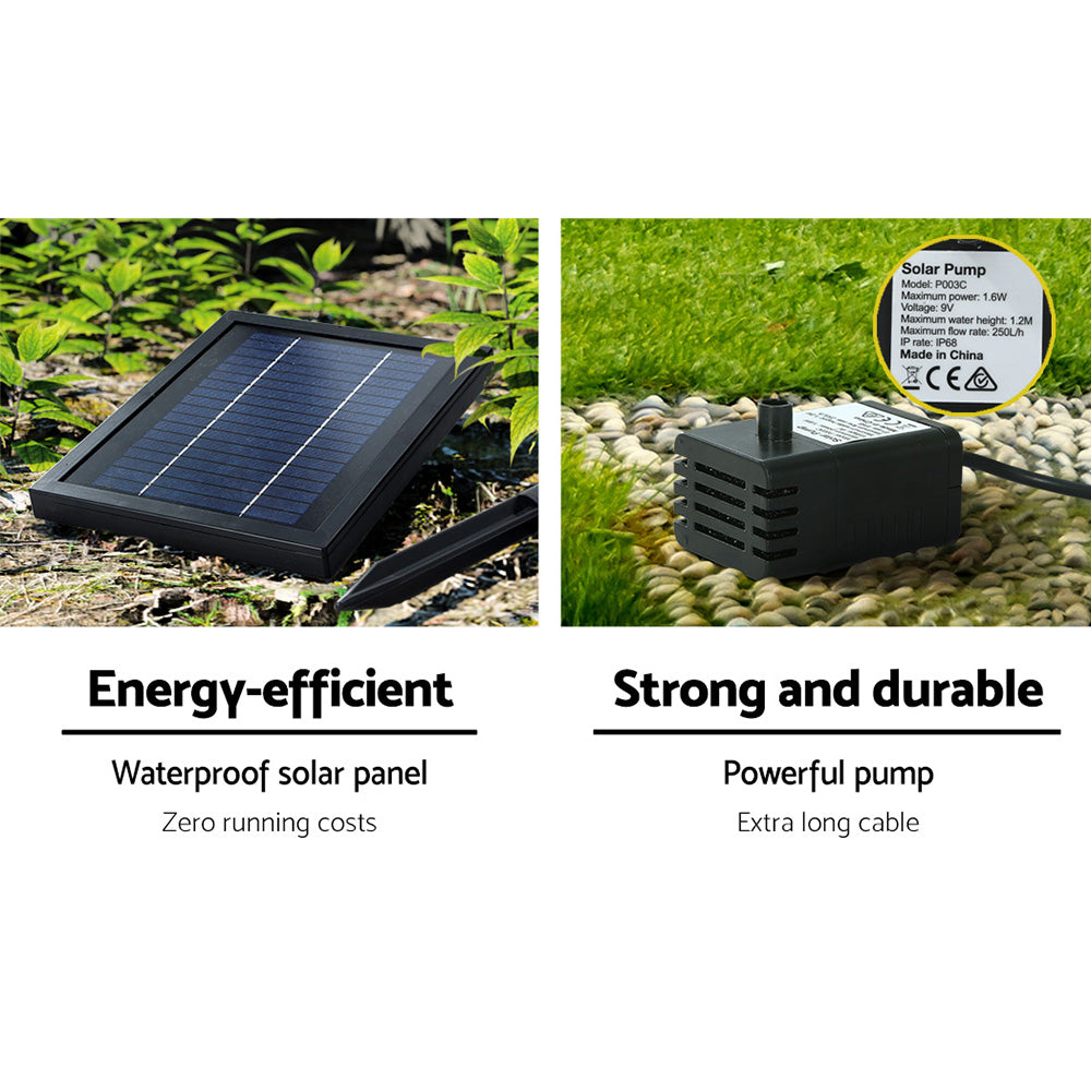 Gardeon Solar Water Fountain Features Outdoor 3 Tiered LED Lights Bird Bath-Home & Garden > Fountains-PEROZ Accessories