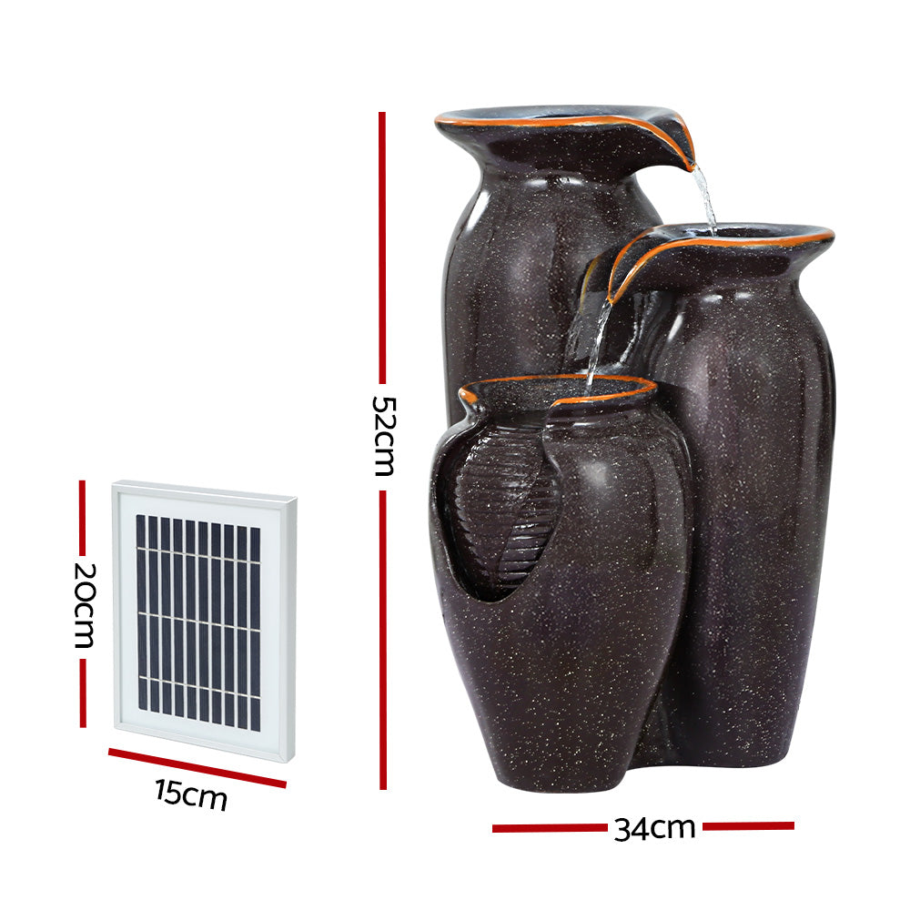Gardeon Water Fountain Features Solar with LED Lights Outdoor Cascading 3 Tired-Home & Garden > Fountains-PEROZ Accessories