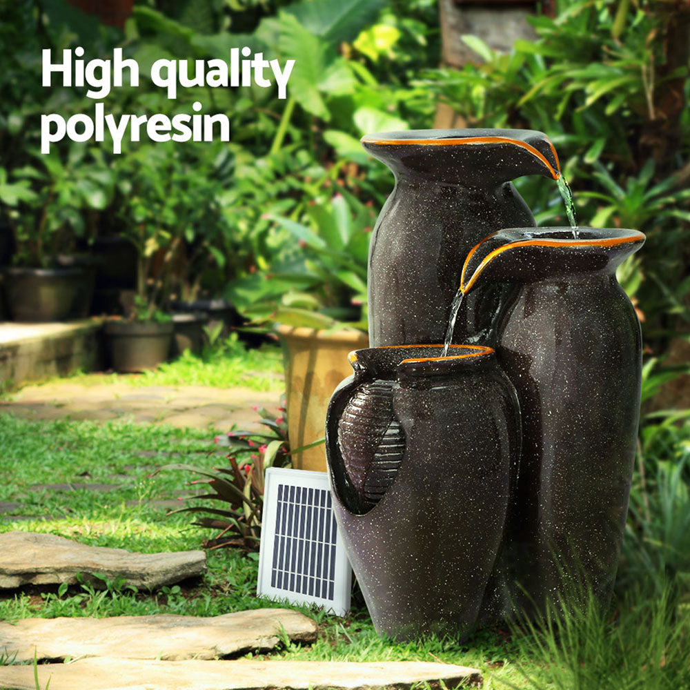 Gardeon Water Fountain Features Solar with LED Lights Outdoor Cascading 3 Tired-Home & Garden > Fountains-PEROZ Accessories