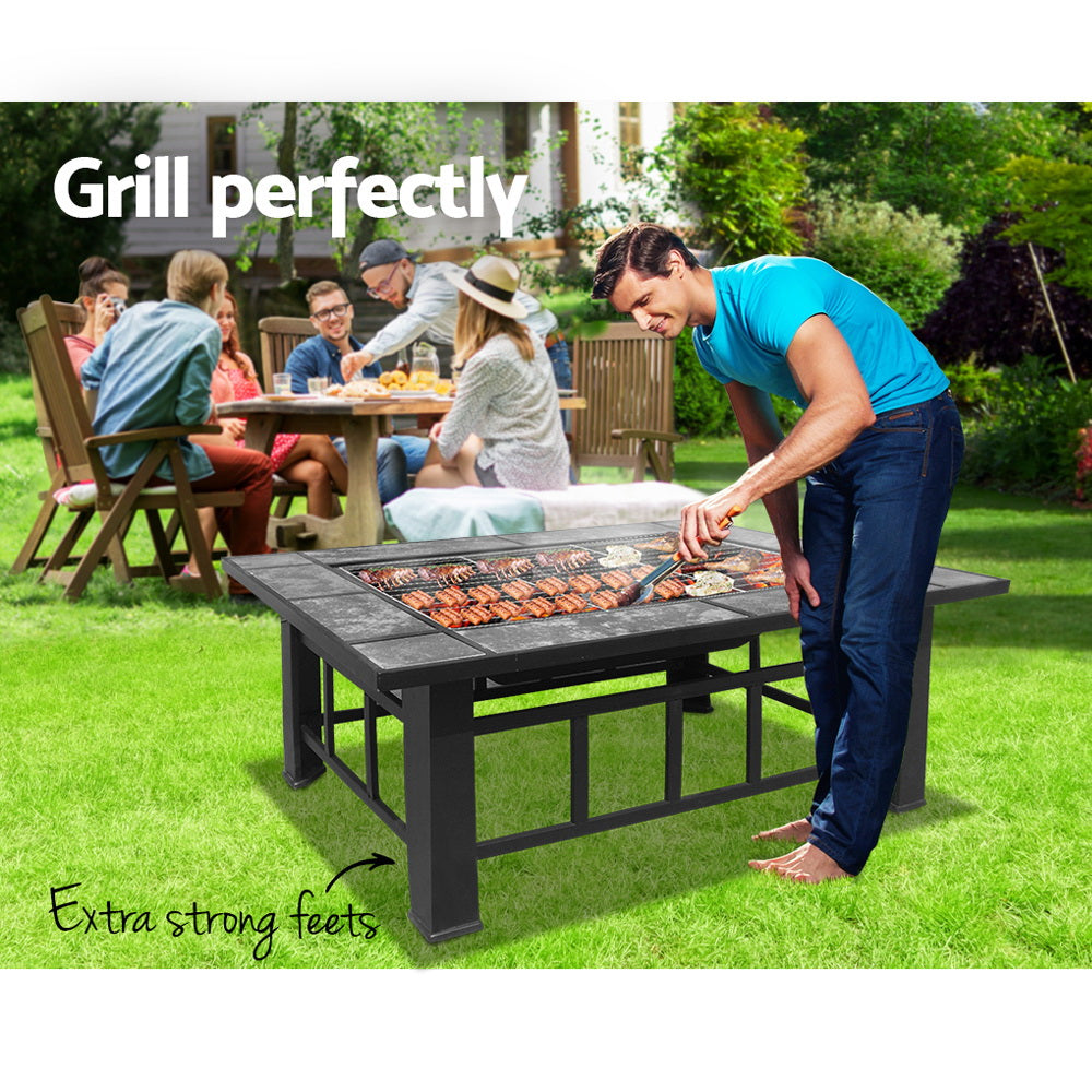 Fire Pit BBQ Grill Stove Table Ice Pits Patio Fireplace Heater 3 IN 1-Home & Garden > Firepits-PEROZ Accessories