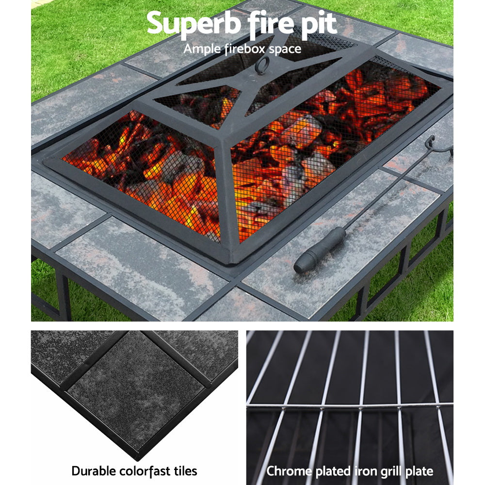 Fire Pit BBQ Grill Stove Table Ice Pits Patio Fireplace Heater 3 IN 1-Home & Garden > Firepits-PEROZ Accessories