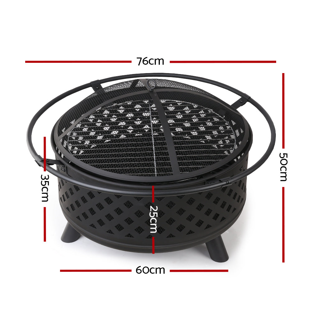 Fire Pit BBQ Grill Smoker Portable Outdoor Fireplace Patio Heater Pits 30"-Home & Garden > BBQ-PEROZ Accessories