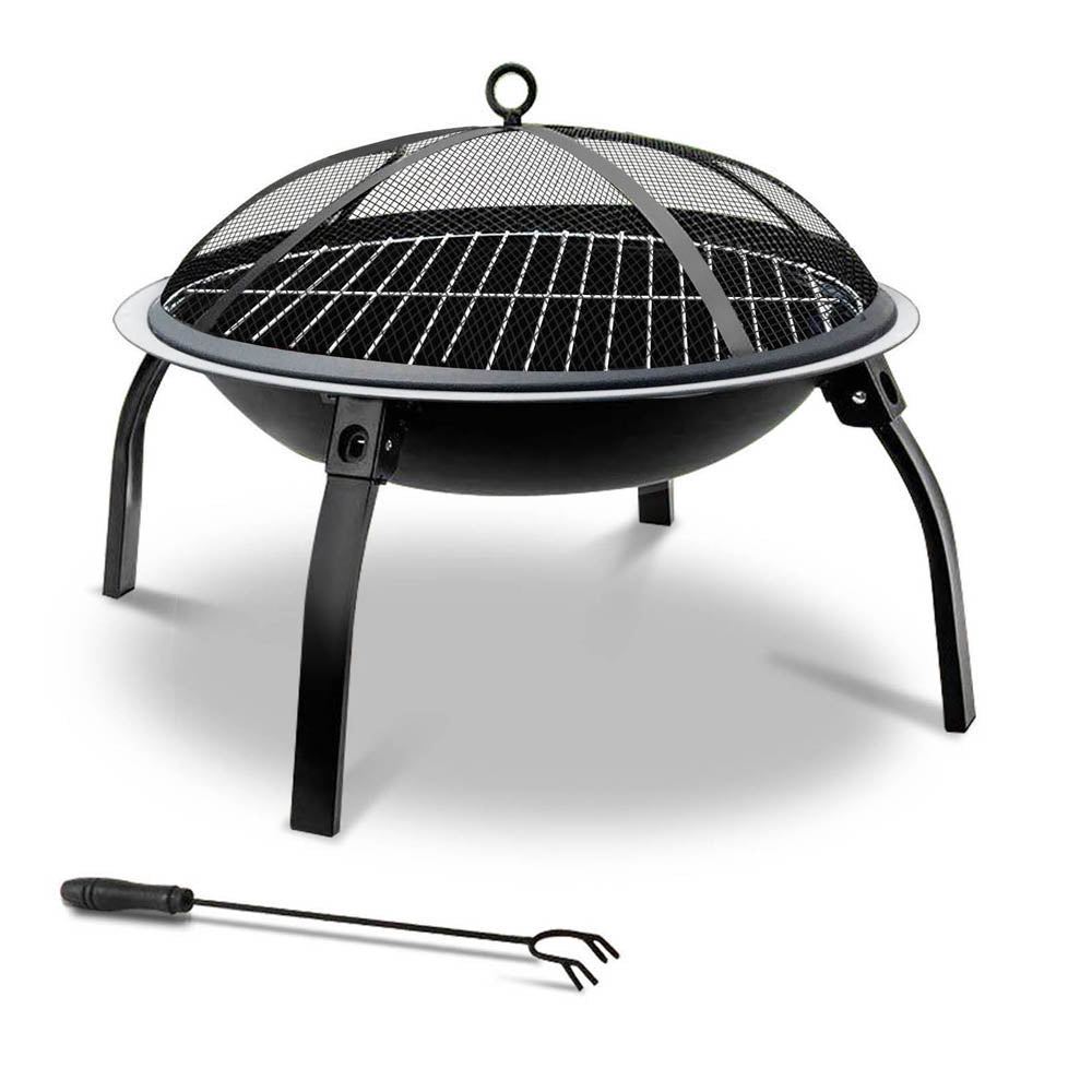Fire Pit BBQ Charcoal Smoker Portable Outdoor Camping Pits Patio Fireplace 22"-Home & Garden > Firepits-PEROZ Accessories