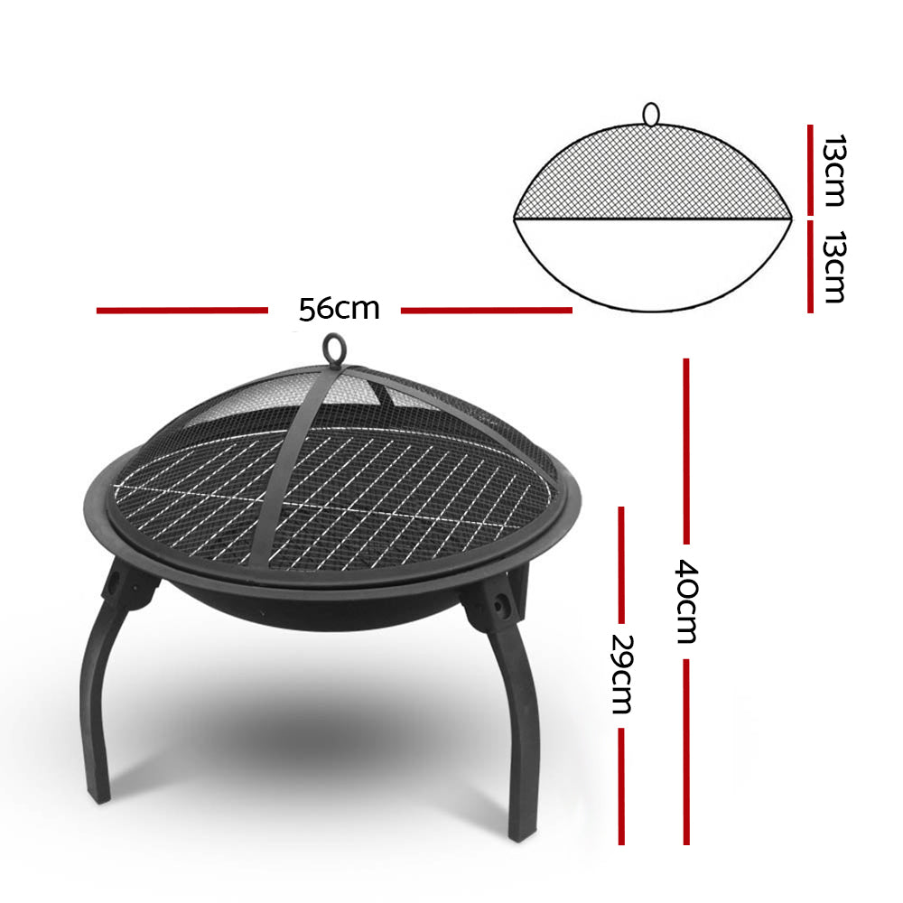 Fire Pit BBQ Charcoal Smoker Portable Outdoor Camping Pits Patio Fireplace 22"-Home & Garden > Firepits-PEROZ Accessories