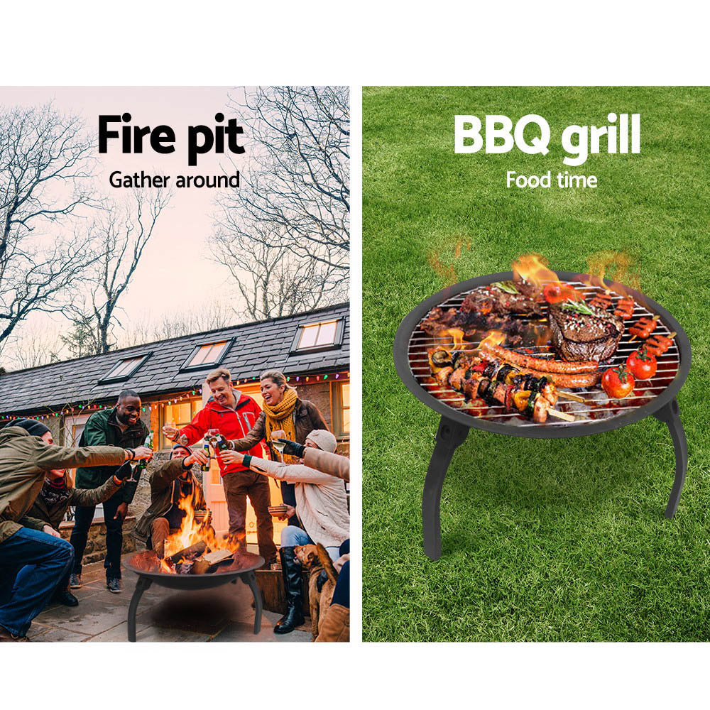 Fire Pit BBQ Charcoal Grill Smoker Portable Outdoor Camping Garden Pits 30"-Home & Garden > Firepits-PEROZ Accessories