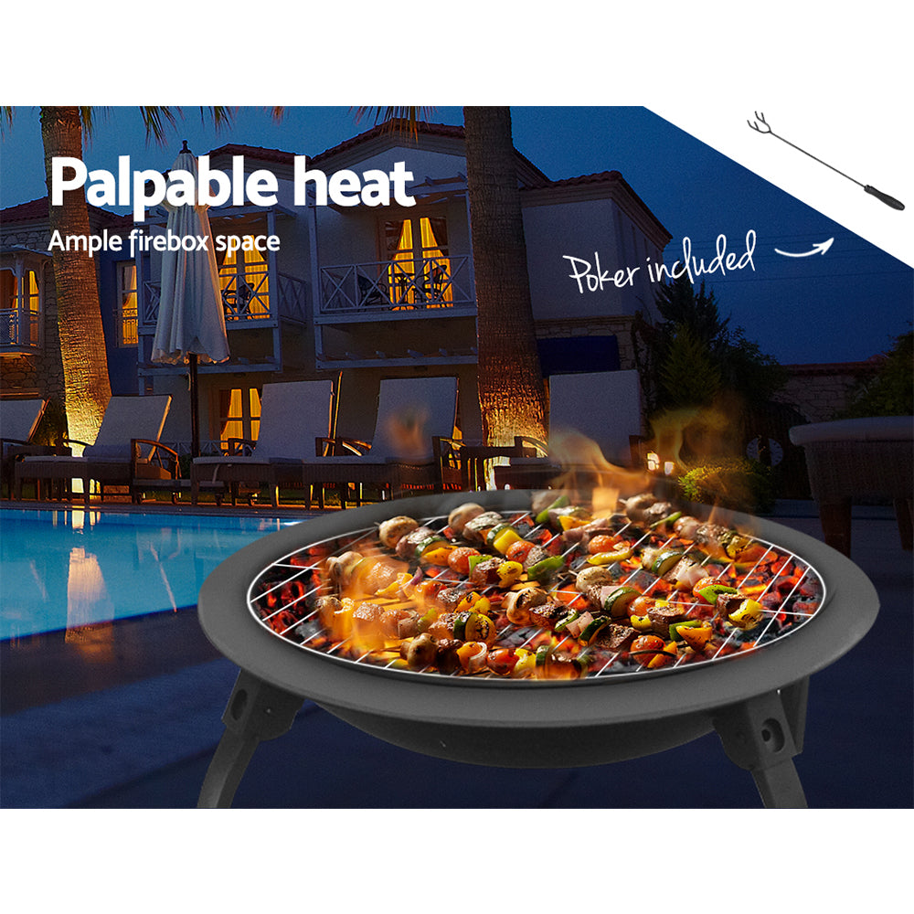 Fire Pit BBQ Charcoal Grill Smoker Portable Outdoor Camping Garden Pits 30"-Home & Garden > Firepits-PEROZ Accessories