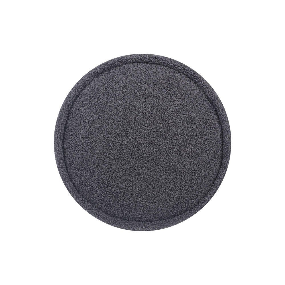 Artiss Ottoman Round Foot Stool Teddy Fabric Foot Rest Padded Seat Charcoal-Furniture > Living Room - Peroz Australia - Image - 3