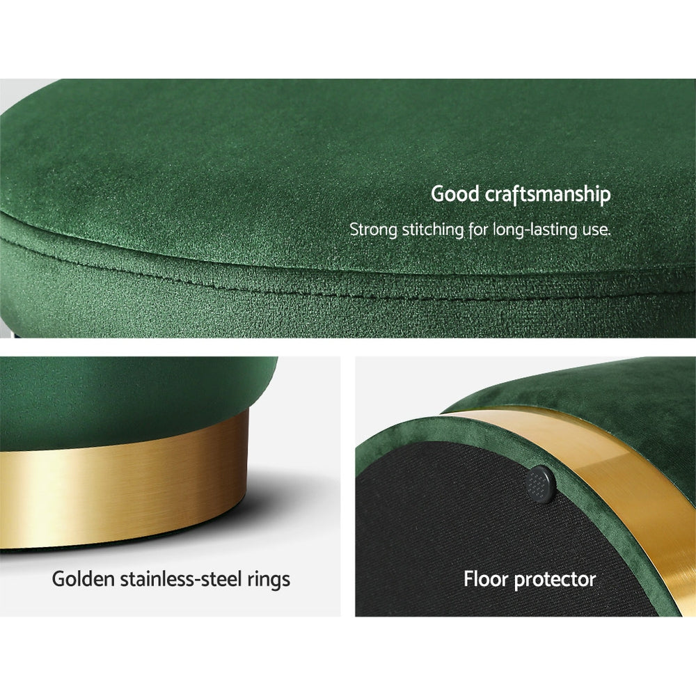 Artiss Storage Ottoman Foot Stool Round Velvet Foot Rest Pouffe Footstool Green-Furniture > Living Room - Peroz Australia - Image - 7