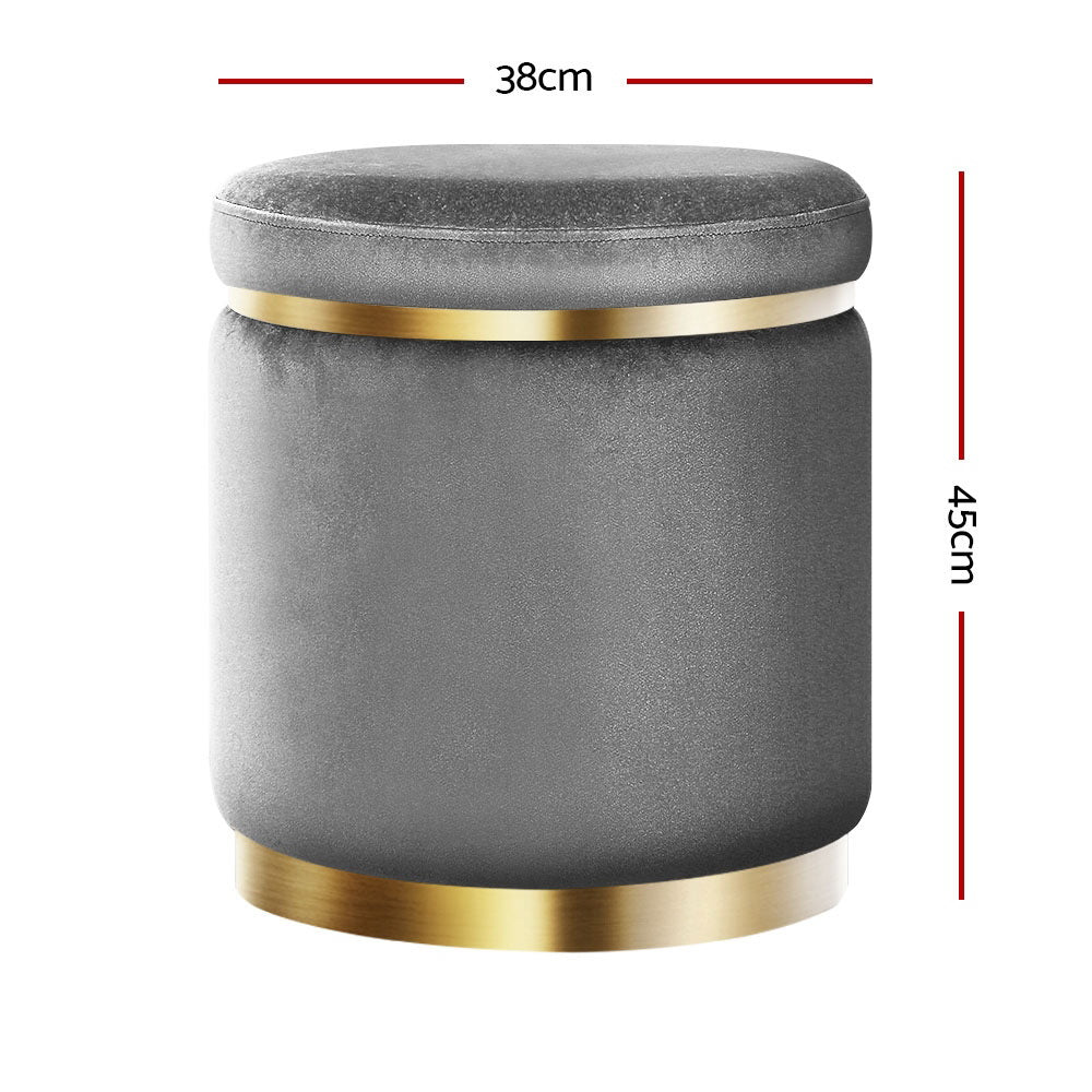 Artiss Round Velvet Ottoman Foot Stool Foot Rest Pouffe Padded Seat Footstool-Furniture > Living Room - Peroz Australia - Image - 3