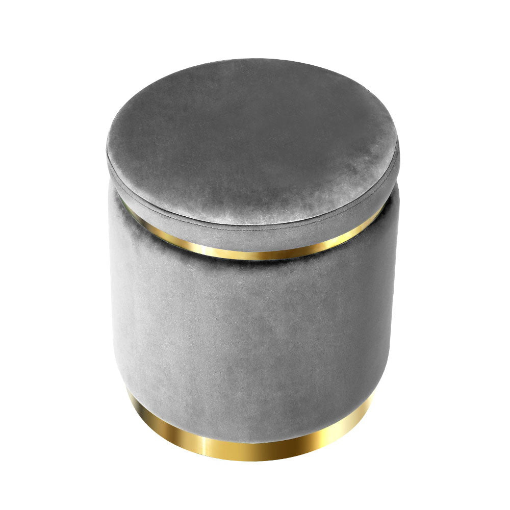 Artiss Round Velvet Ottoman Foot Stool Foot Rest Pouffe Padded Seat Footstool-Furniture > Living Room - Peroz Australia - Image - 4