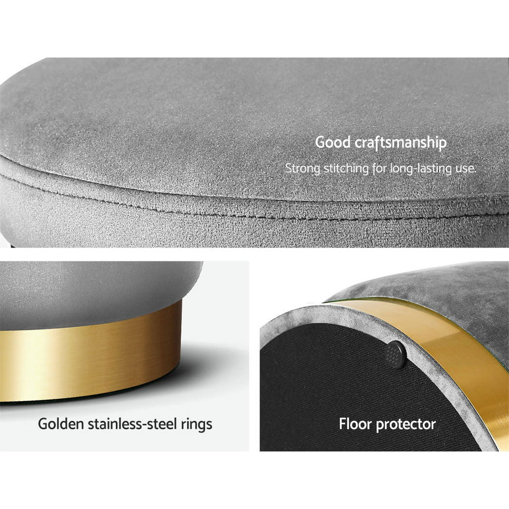 Artiss Round Velvet Ottoman Foot Stool Foot Rest Pouffe Padded Seat Footstool-Furniture > Living Room - Peroz Australia - Image - 6