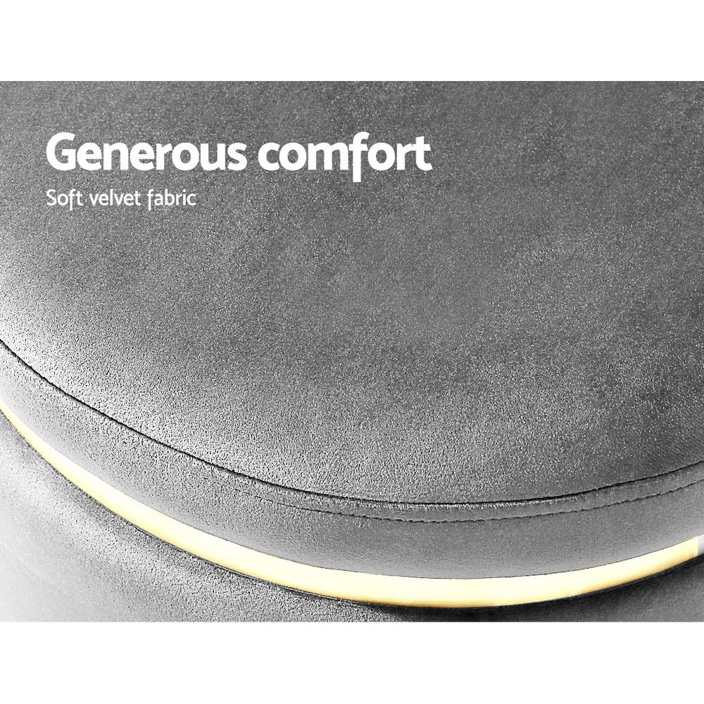 Artiss Round Velvet Ottoman Foot Stool Foot Rest Pouffe Padded Seat Footstool-Furniture > Living Room - Peroz Australia - Image - 7