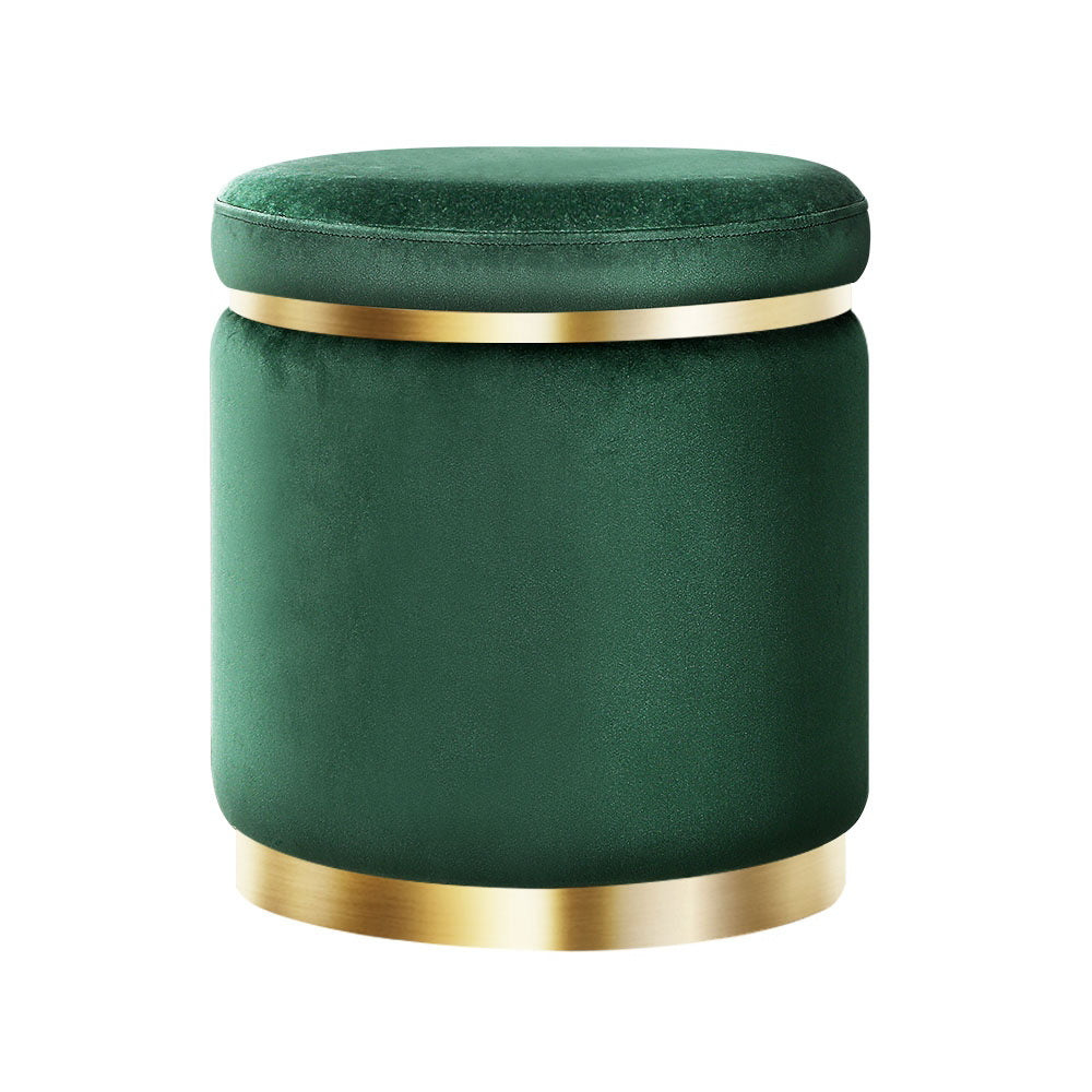 Artiss Ottoman Round Velvet Foot Stool Foot Rest Pouffe Padded Seat Pouf Green-Furniture > Living Room - Peroz Australia - Image - 2