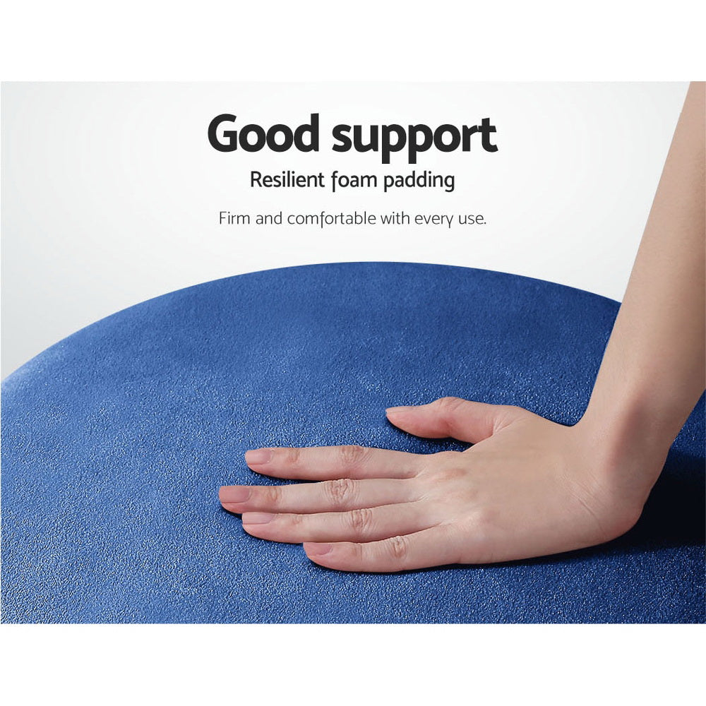 Artiss Foot Stool Round Velvet Ottoman Foot Rest Pouf Padded Seat Footstool Navy-Furniture > Living Room - Peroz Australia - Image - 5