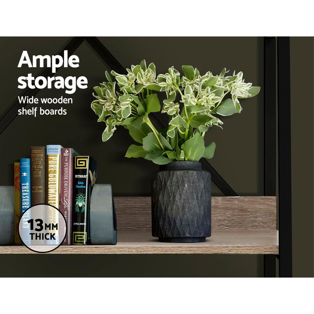 Artiss Bookshelf 5Tier Metal Bookcase Bookshelves Oak Book Shelf Display Storage-Bookcases & Shelves - Peroz Australia - Image - 6