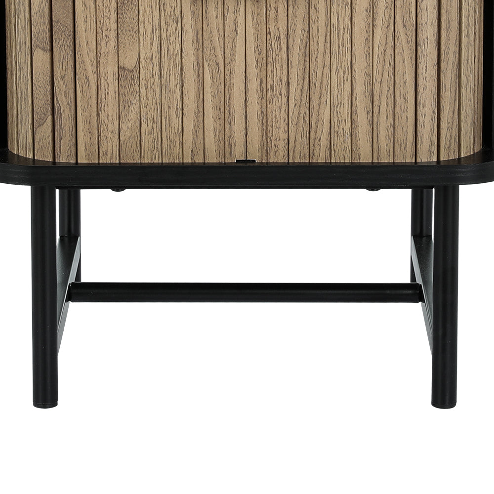 Artiss Bedside Table Side End Table Slidng Doors Storage Nightstand Black BORIS-Furniture > Bedroom-PEROZ Accessories
