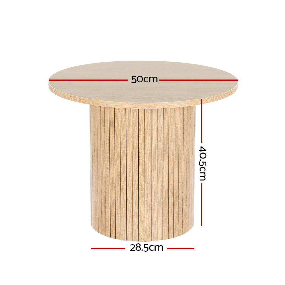 Artiss Coffee Table Round Side Table Fluted Base PIIA-Furniture > Living Room-PEROZ Accessories