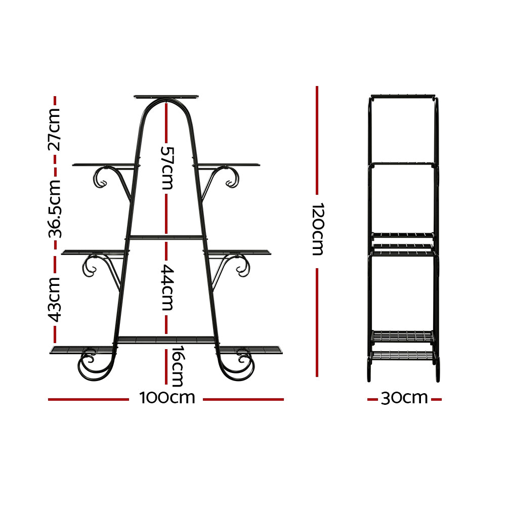 Artiss Plant Stand Outdoor Indoor Metal Flower Pots Rack Corner Shelf Black-Furniture > Living Room - Peroz Australia - Image - 3
