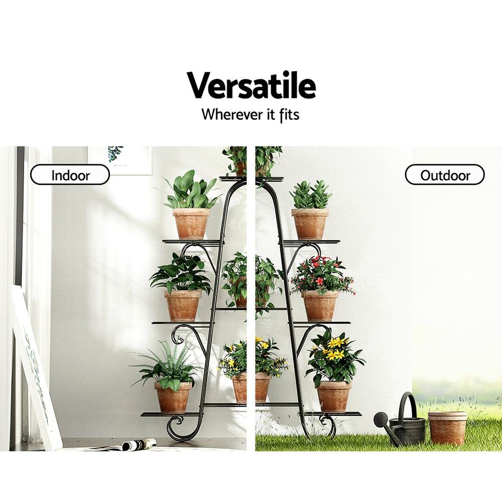 Artiss Plant Stand Outdoor Indoor Metal Flower Pots Rack Corner Shelf Black-Furniture > Living Room - Peroz Australia - Image - 7