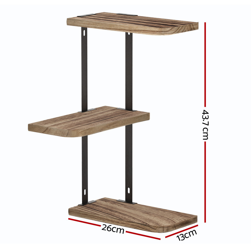 Artiss Floating Wall Shelves Brackets 3 Tiers Corner Display DIY Wall Mount Rack-Home & Garden > Storage - Peroz Australia - Image - 3