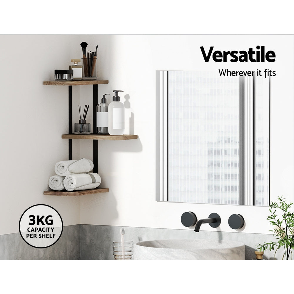 Artiss Floating Wall Shelves Brackets 3 Tiers Corner Display DIY Wall Mount Rack-Home & Garden > Storage - Peroz Australia - Image - 6