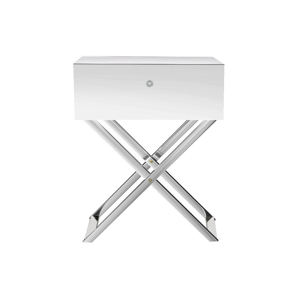 Artiss Mirrored Bedside Table Side End Table Drawers Nightstand Bedroom Silver-Furniture > Bedroom-PEROZ Accessories