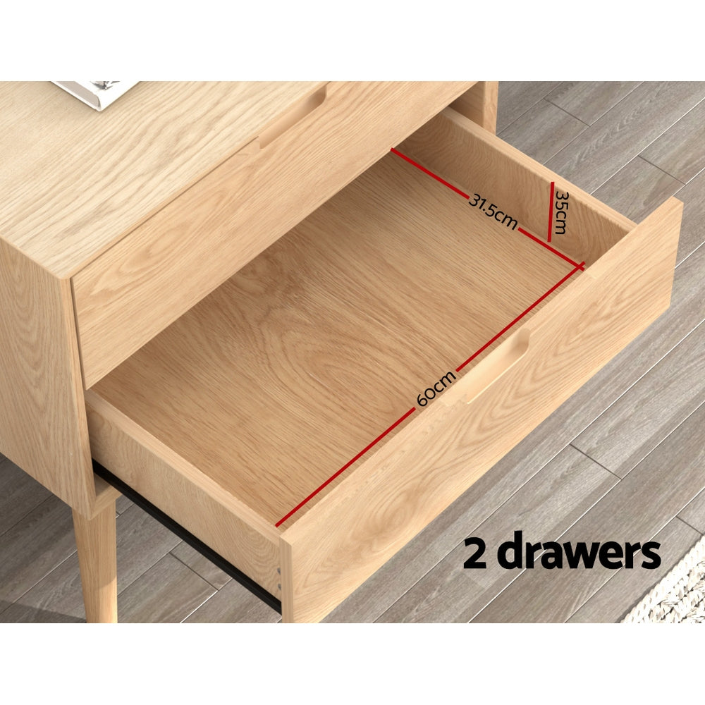 Artiss Bedside Table 2 Drawers Side End Table Nightstand Legs Bedroom Storage-Furniture > Bedroom-PEROZ Accessories