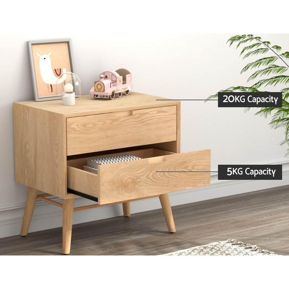 Artiss Bedside Table 2 Drawers Side End Table Nightstand Legs Bedroom Storage-Furniture > Bedroom-PEROZ Accessories