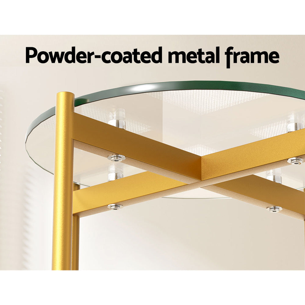 Artiss Coffee Table Side Table Laptop Desk Bedside Sofa Glass Table Metal Frame-Furniture > Living Room-PEROZ Accessories