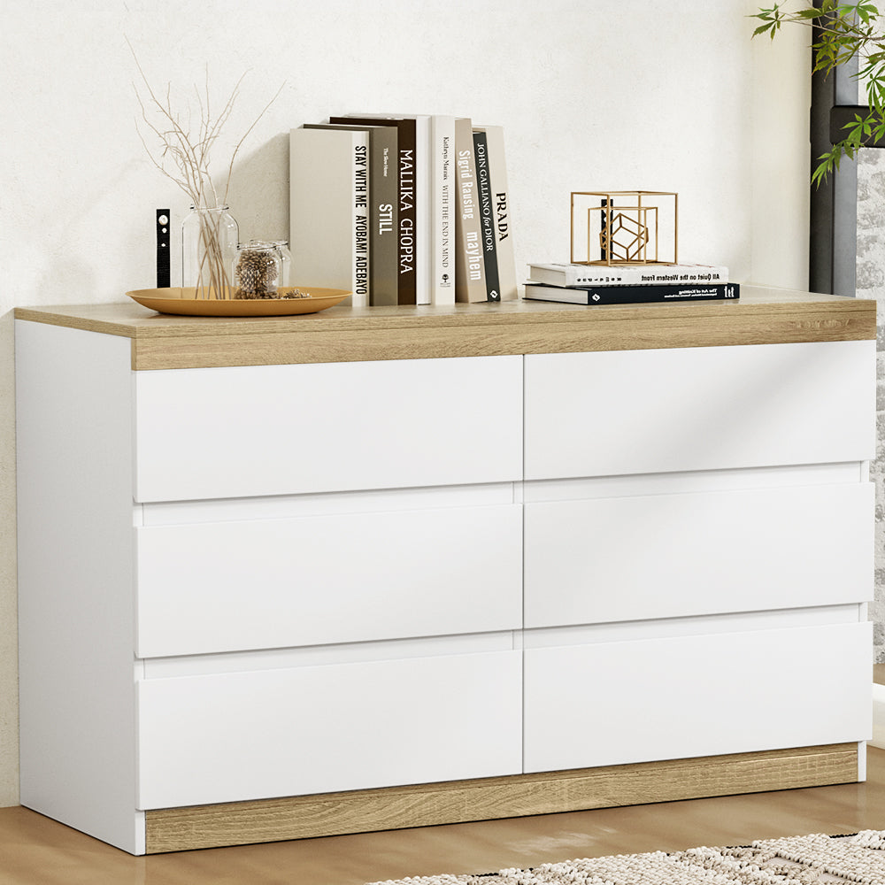Artiss 6 Chest of Drawers Cabinet Dresser Table Tallboy Storage Bedroom White-Furniture > Bedroom-PEROZ Accessories