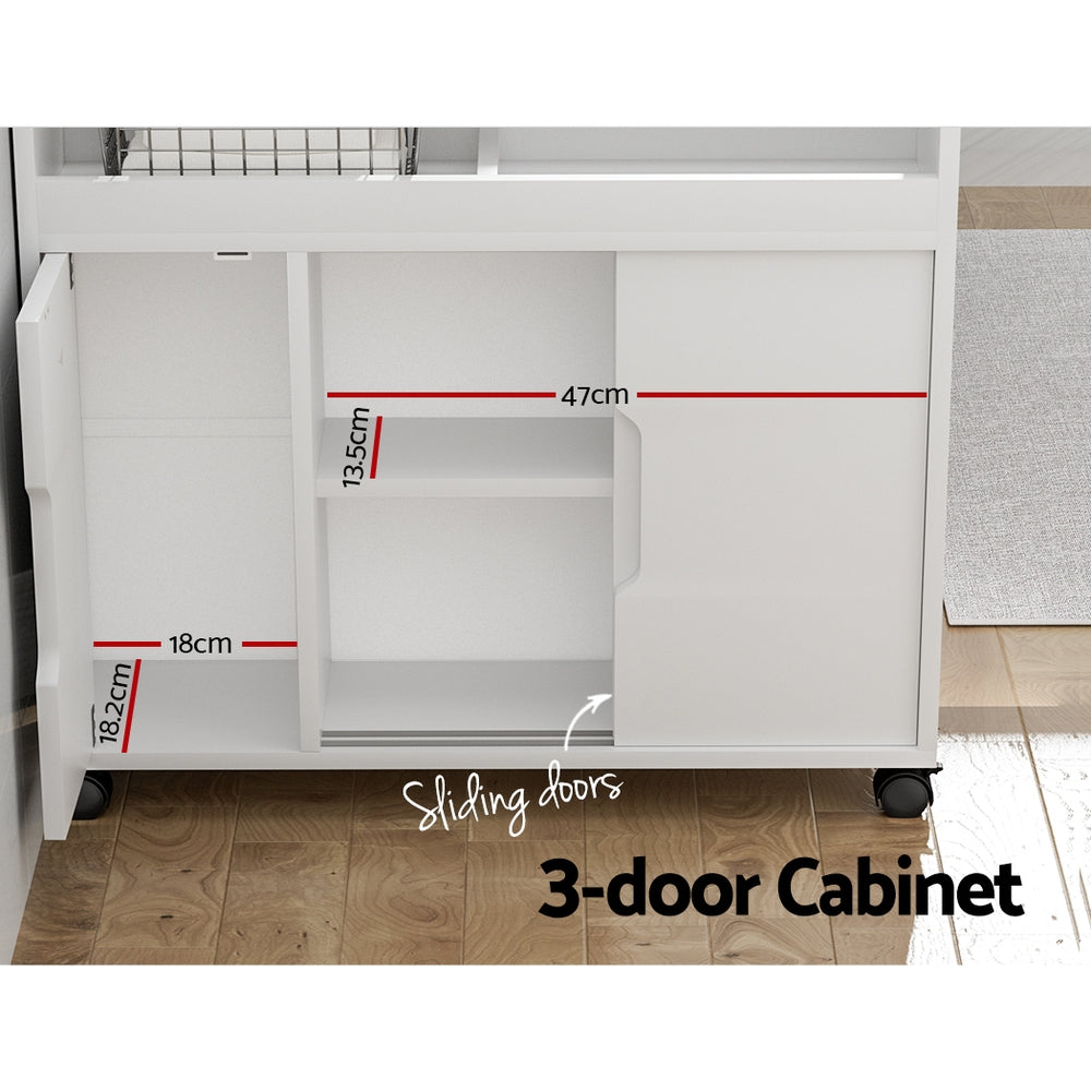Artiss Bathroom Storage Cabinet Toilet Caddy Shelf 3 Doors With Wheels White-Furniture > Bathroom-PEROZ Accessories