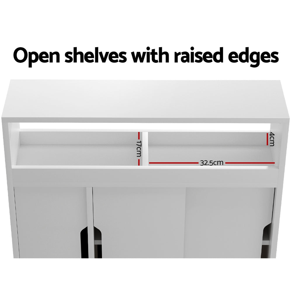 Artiss Bathroom Storage Cabinet Toilet Caddy Shelf 3 Doors With Wheels White-Furniture > Bathroom-PEROZ Accessories
