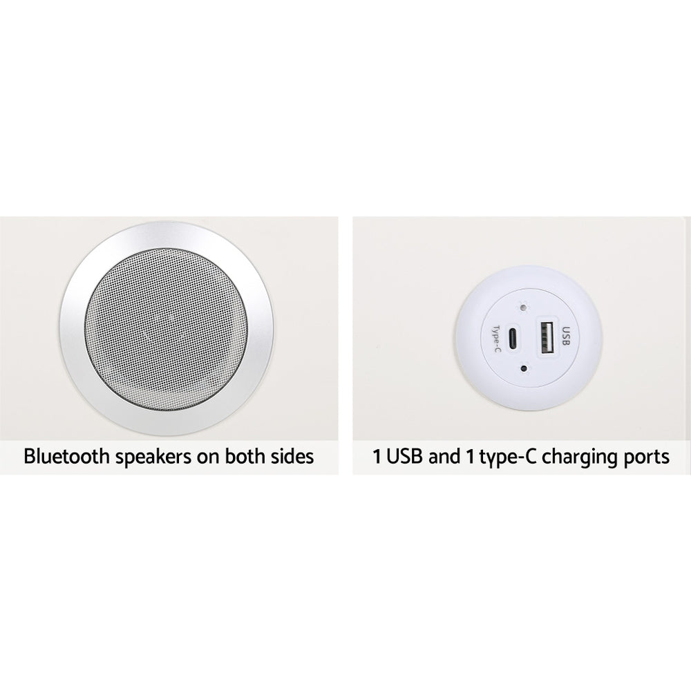 Artiss Smart Bedside Table 2 Drawers with Wireless Charging Ports LED White AIKA-Furniture > Bedroom-PEROZ Accessories