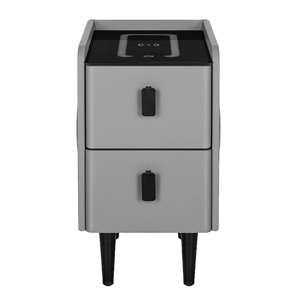 Artiss Smart Bedside Table 2 Drawers with Wireless Charging Ports LED Grey AIDA-Furniture > Bedroom-PEROZ Accessories
