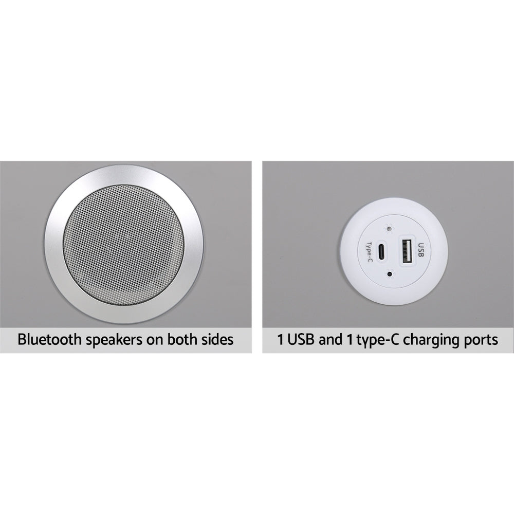 Artiss Smart Bedside Table 2 Drawers with Wireless Charging Ports LED Grey AIDA-Furniture > Bedroom-PEROZ Accessories