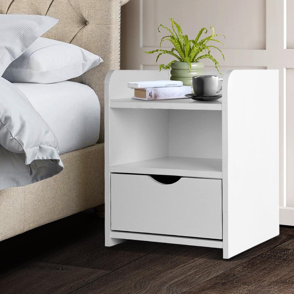 Artiss Bedside Table Drawer - White-Bedside Tables - Peroz Australia - Image - 1
