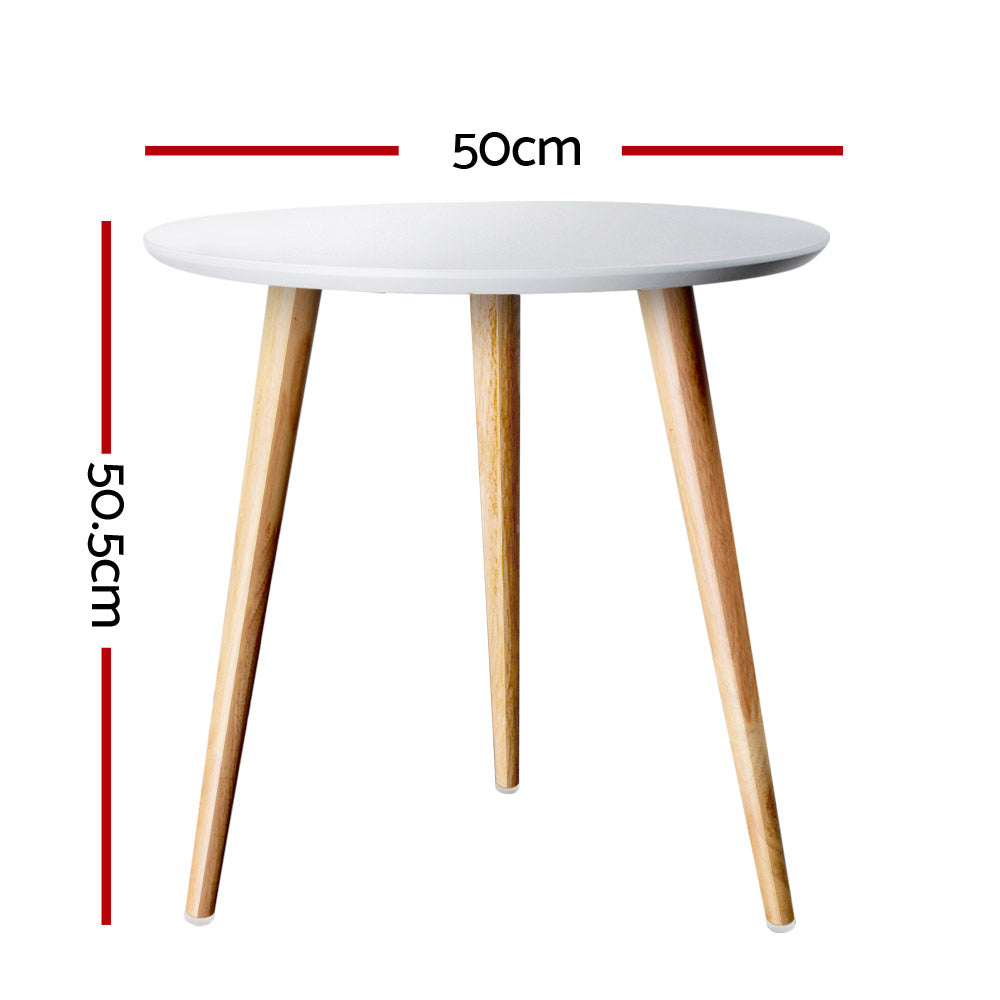 Artiss Coffee Table Round Side End Tables Bedside Furniture Wooden Scandinavian-Furniture > Living Room - Peroz Australia - Image - 2