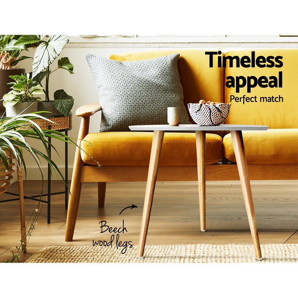 Artiss Coffee Table Round Side End Tables Bedside Furniture Wooden Scandinavian-Furniture > Living Room - Peroz Australia - Image - 3