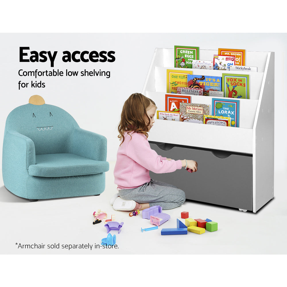Keezi Kids Bookshelf Childrens Bookcase Organiser Storage Shelf Wooden White-Baby &amp; Kids &gt; Kid&