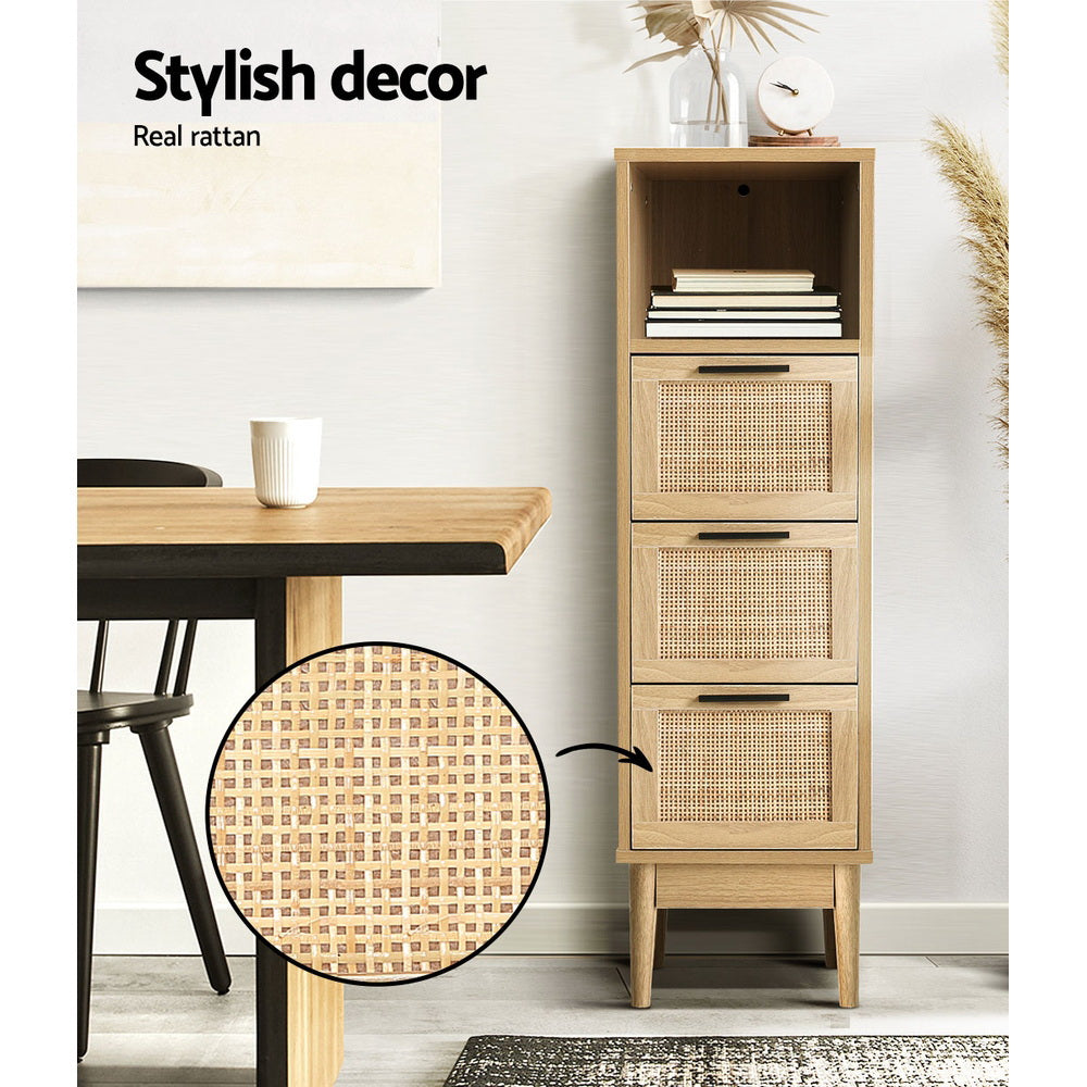 Artiss 3 Chest of Drawers Rattan Furniture Cabinet Storage Side End Table Shelf-Furniture > Living Room - Peroz Australia - Image - 6